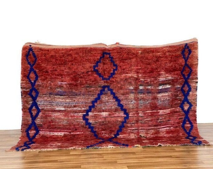 Authentic Berber  Rug,Gorgeous  Red Runner Rug,,Shaggy Entryway Kilim Area,Sheepskin Rug,Moroccan Woolen Rug, 3x5 ft