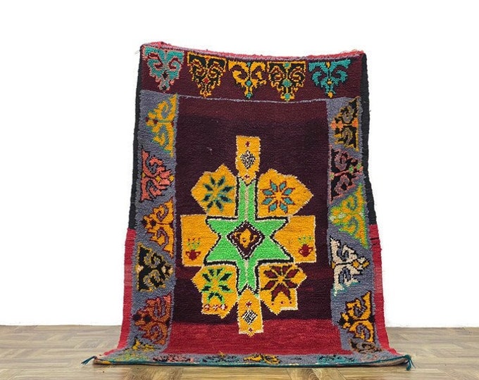 Authentic Rug  Moroccan Rug For Living Room Bereber Carpet (5'x3' Feet) Shaggy Area Runner Handmade