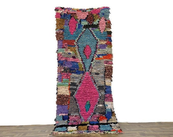 Moroccan Rug Handmade Living Room Rug Beni Ourain Carpet Shaggy Area Runner/ 6x2.7 Feet