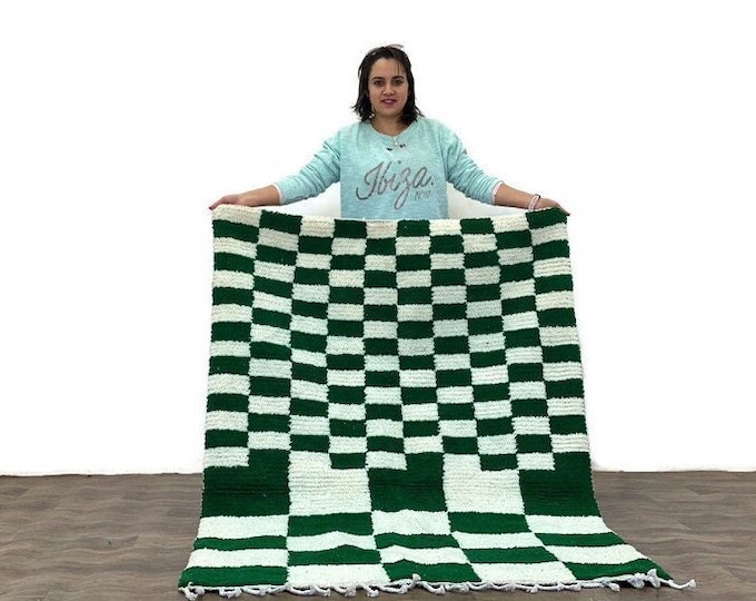 Checkered Rug Beni Ourain Handamde  Hallway  Teppich Area " Wool " Shaggy  Carpet Checkerboard Runner