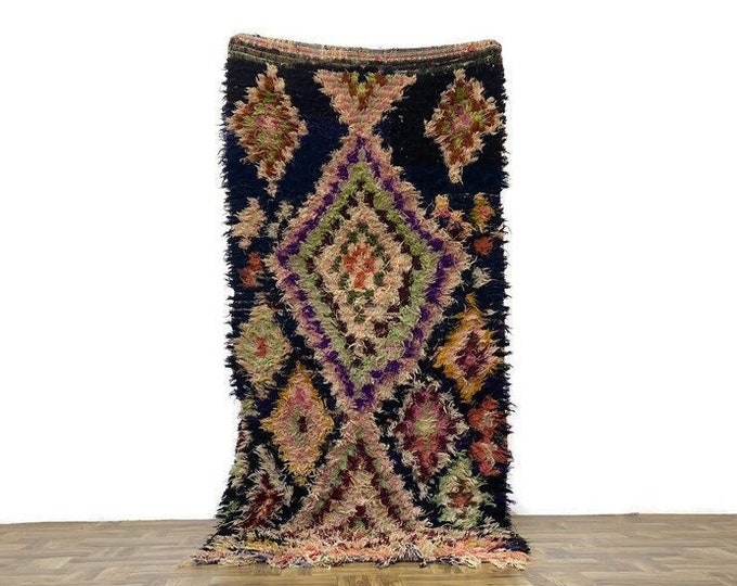 Moroccan Vintage Area Rug,Hand Knotted Berber Wool Carpet ,Tribal Boho Decor,3'x9'ft