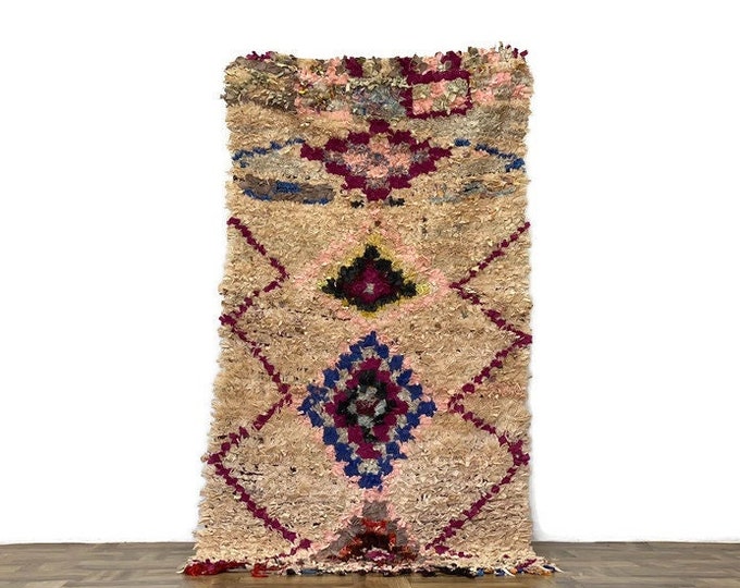 Moroccan Vintage Area Rug,Hand Knotted Berber Wool Carpet ,Tribal Boho Decor,3'x6.6' ft,FarmHouse Runner