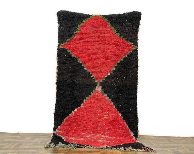 Moroccan Vintage Rug, 2'7x5'5 ft,Handmade Berber Wool Carpet, Boho Tribal Area Rug, Unique Living Room Decor