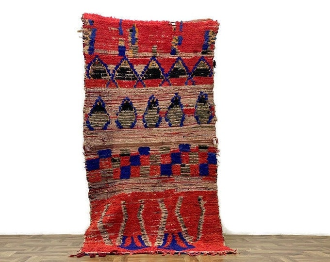 Geometric Rug  Stunning Runner Berber Carpet (77x38 inch) Handmade  Hallway  Boucherouite Colorful