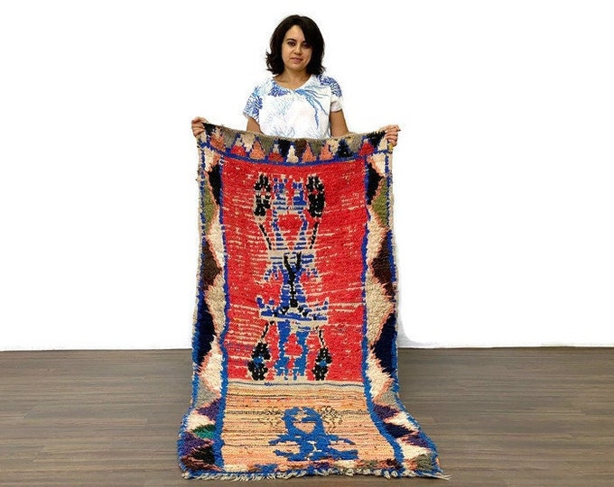 Living Room Rug Moroccan Rug Colorful Carpet Vintage Area Runner Colorful / 7x2.7 Feet