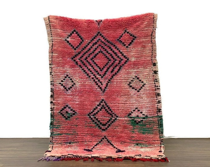 Teppiche Runner Vintage Rug Colorful Diamond Pattern Handknoted"Beni Ourain" Moroccan Rugs