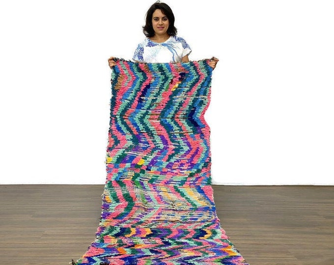 Living Room Rug Moroccan Rug Handmade VintageRunner Solid Rug Shaggy Carpet Colorful 7'x2' Feet