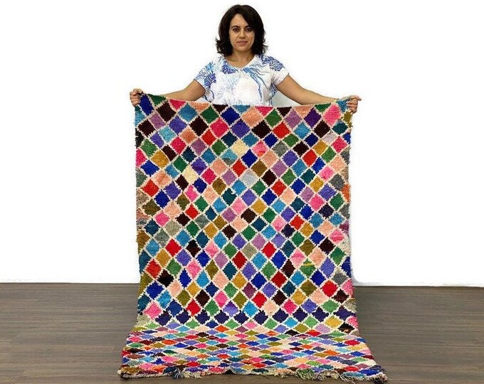 Checkered Rug Moroccan  Rug Handmade  Area Runner Berber Living Room Rug /6'x3' Feet