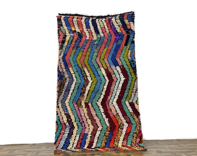 Zig Zig Design Rug,Patchwork Rug, Colorful Moroccan Rug,Door Mat Rug,Nursery Arra Rug