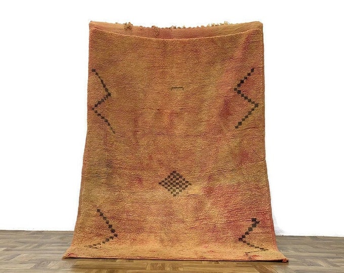 3'7 x6'ft,Moroccan Vintage Area Rug,Hand Knotted Berber Wool Carpet ,Tribal Boho Decor