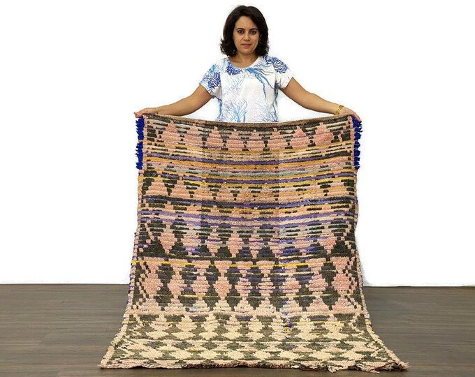 Organic Rug,Soft Moroccan Area Rug ,Living Room Rug ,Flate Weave Kilim, Diamond Pattern Rug