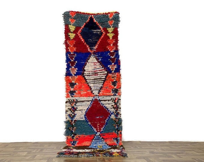Colorful Moroccan Rug,Shag Geometric Runner,Nustic Floor Cherouite Runner,Living Room Rug