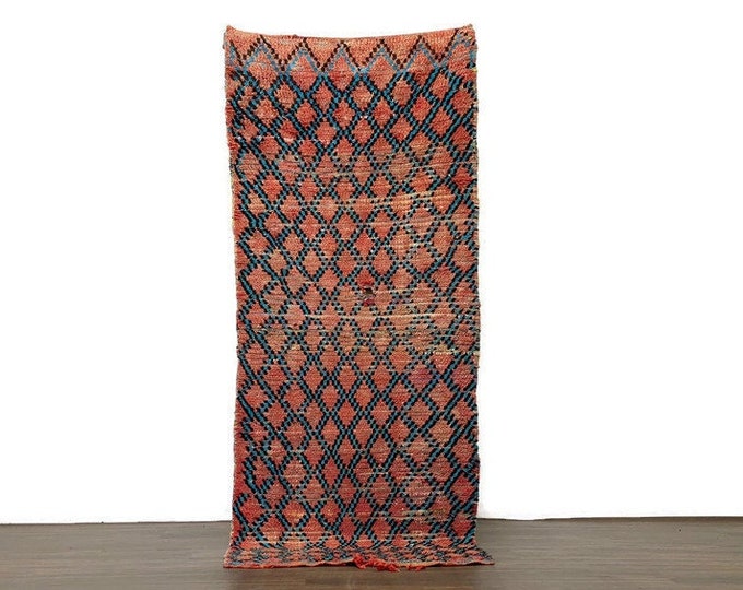 Moroccan boucherouite rug ,Vintage Azilal rug "Sunshine" bedroom rug,colorful Unique rug Happy rug boujaad rug,Pink Rug,2.7x6.7 ft