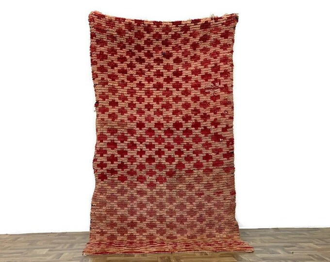 8x4 ft,Authentic Cherouite Rug, Soft Moroccan Rug, Bedroom Rug, Entryway Soft Kilim Rug,Ruted Color Rug