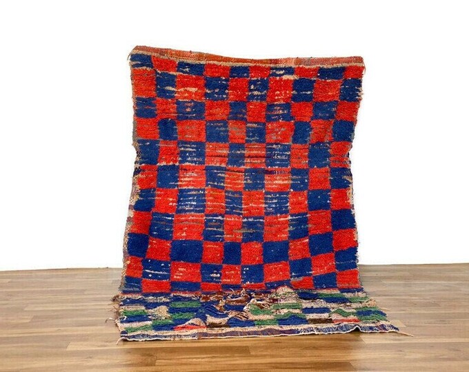 Checkered  Runner Rug Tribal Flor Runner Checkeboard Handmade Area Entryway Check Entryway 3x6 ft