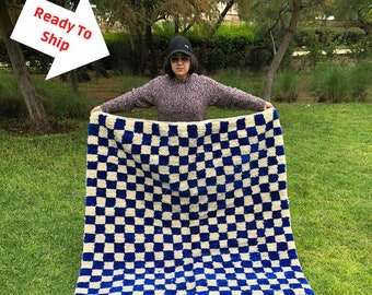 Tapis à carreaux fait main, tapis marocain Teppich, laine à damier pour couloir, disponible