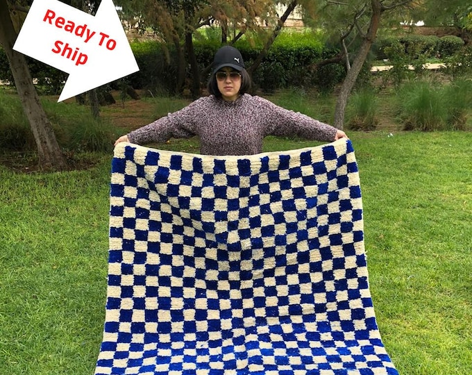 Checkered Rug Handmade Area Moroccan Runner Teppich Carpet" Wool  Checkerboard Hallway""AVAILABLE""