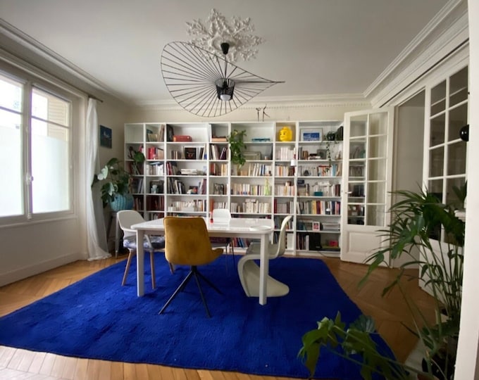 Amazing Blue Rug Moroccan Carpet Beni Ourain Handamde  Hallway  Teppich Area " Wool " Shaggy  Carpet