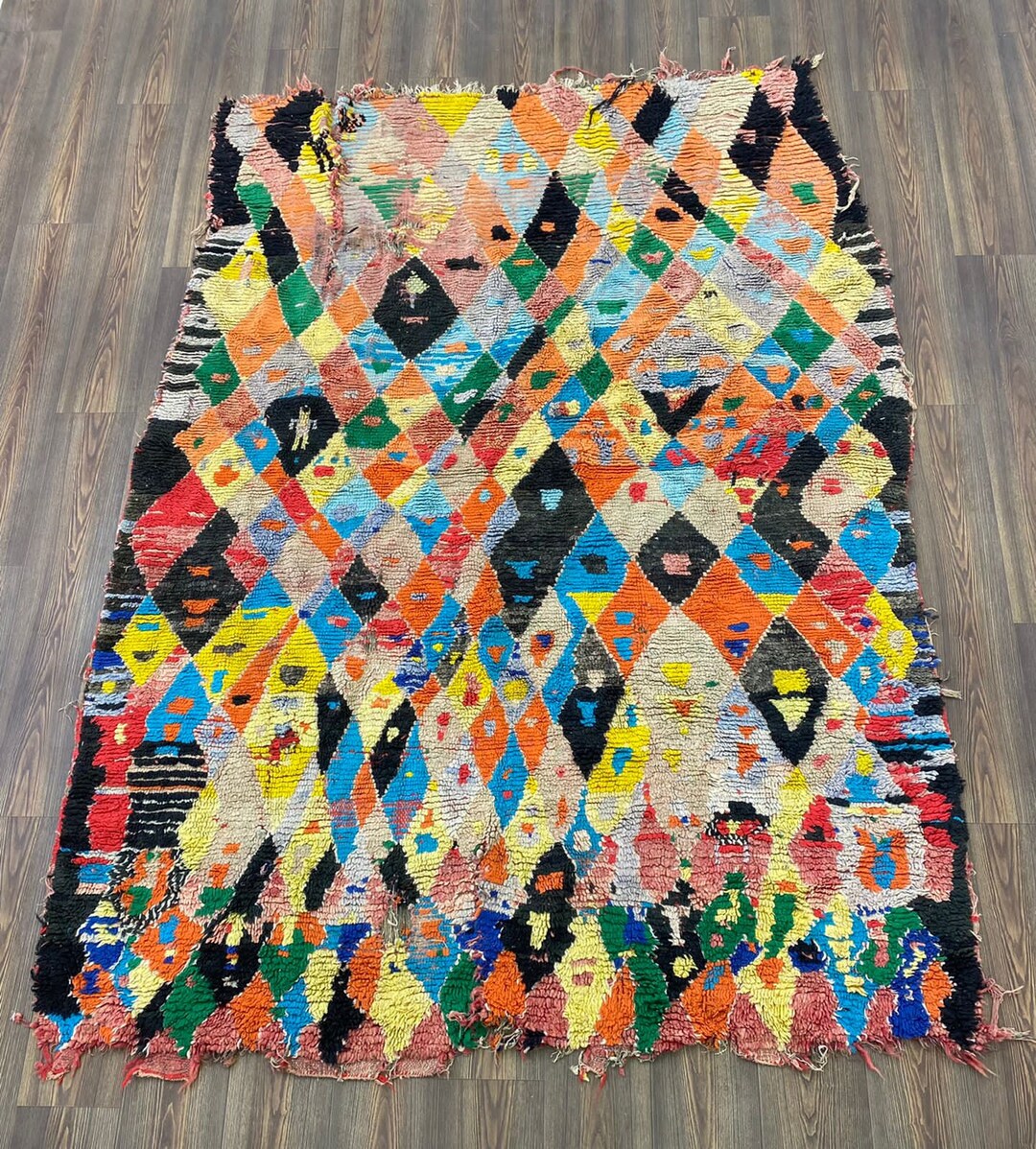 6x8 Ft Authentic Runnerrug,diamond Pattern Area ,entryway Kilim Shag ...