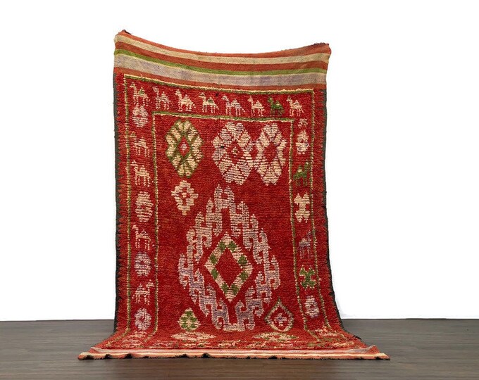 Moroccan Rug Boho Runner Colorful Beni Ouarain Area Berber Hallway Handknoted (110x55 inch)