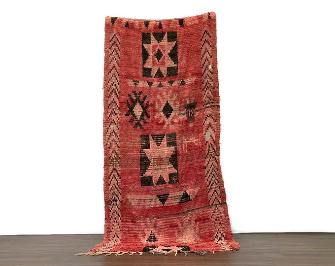 Wool Carpet Moroccan Rug Vintage Runner Teppiche Hallway Handmade (94x40 inch) Soft
