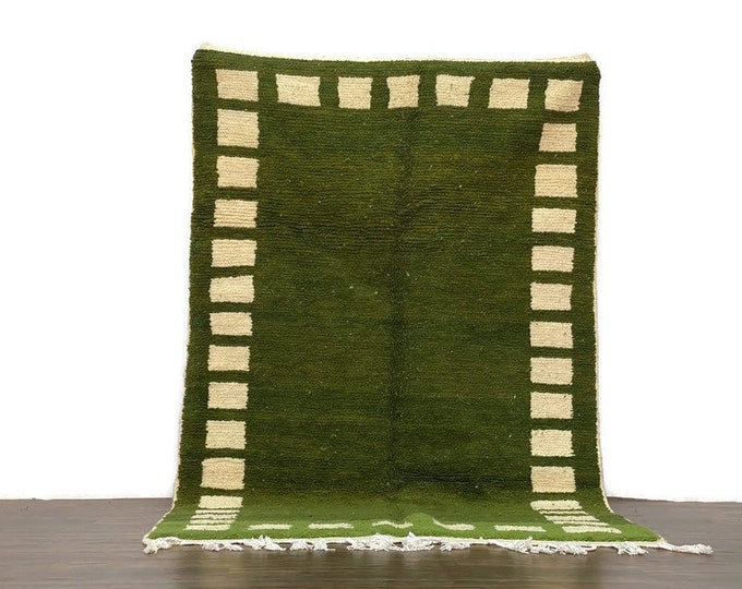 Moroccan Green Olive Rug,Beni Ourain Rug,Soft Custom Rug Living Room Rug  Handwoven Checkered Rug Carpet Shaggy Floor Rug Stair Runner