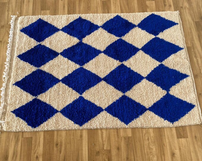 Gorgeous Carpet Lovely Handmade Rug Moroccan Hallway  Teppich Area " Wool " Shaggy  Carpet Blue Color
