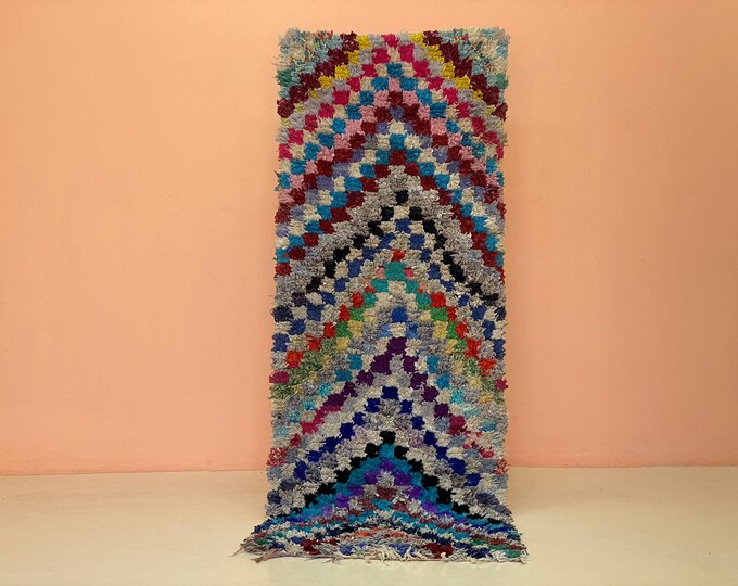 Floor Check Runner Rug Outdoor Indoor Runner Vintage Rug Washable Machine Rug 2.7x4 ft