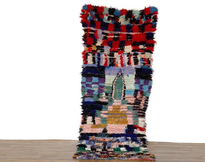 Shaggy Runner Teppiche Rug Handmade  6'5x2'5 FT Hallway  Boucherouite Clorful