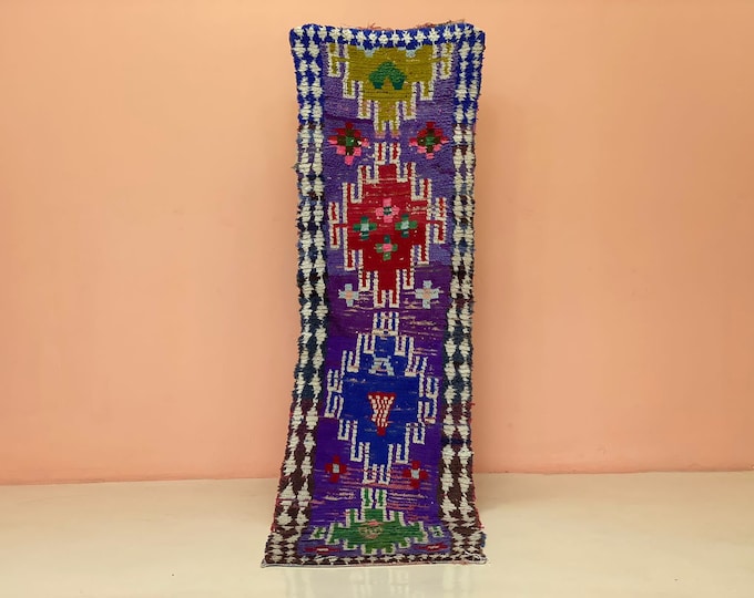 Bohemian Handmade Purple Runner Rug For Living Room indoor outdoor Rug Vintage Area 2'x8' ft