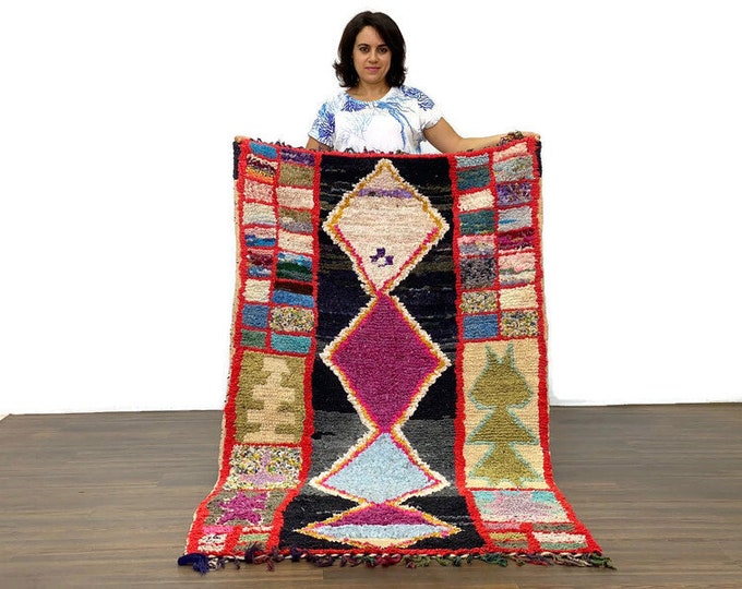 Boho Check Runner Rug,Contemporary Rug,Nursery Area Rug,Artistic Cherouite Area Rug,3x6 ft