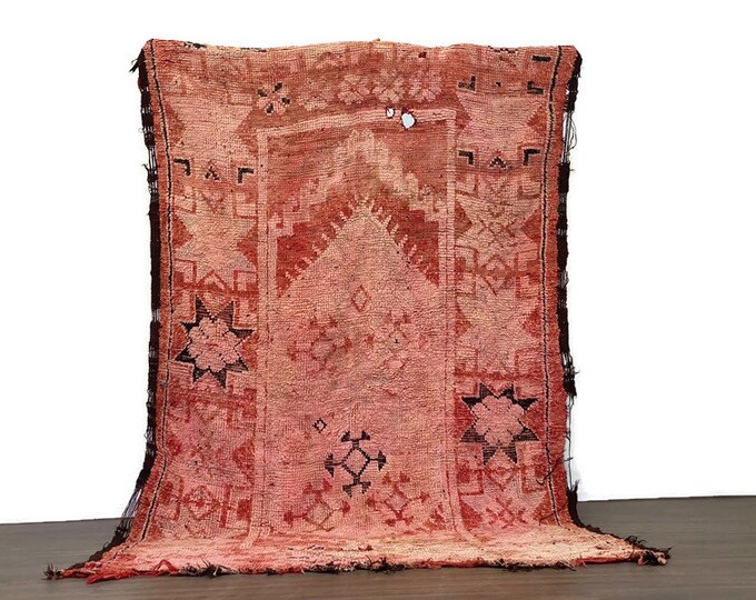 Old Rug Moroccan Carpet Handmade Teppiche Runner Berber Area  (114x68 inch)  Cotton Colorful