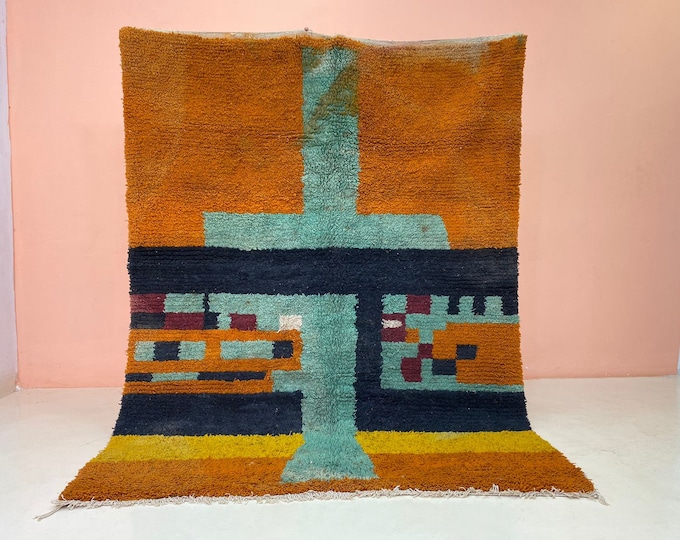 Abstract Bujaad Rug Arabic Floor Seating Rug Handmade Carpet Area Farmhouse Runner Indoor Outdoor Rug