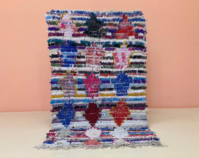 Moroccan Runner Rug Vintage Rug Stair Runner Colorful  Floor Rug  Berber Area Shaggy Rug 2.8x5.5 ft