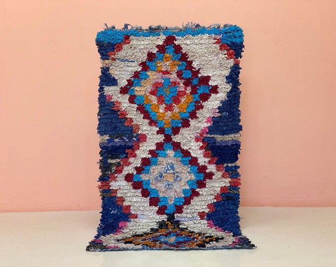 Fluffy Rug Colorful Handmade Area Door Mat Runner Vintage Carpet 2.7x5 ft
