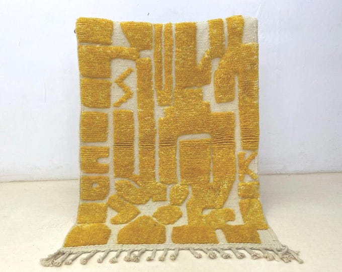 Custom Moroccan rug, Orange Beni Ourain Rug, Berber carpet, Genuine Wool Rug, Stylish Fluffy Shaggy Area Rug,Orange Rug
