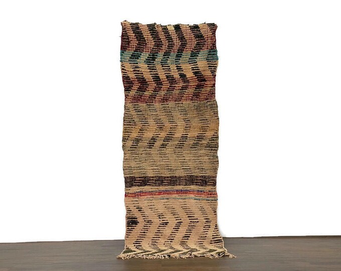 Gorgeous Vintage Rug  Handmade Boucherouite RugHand-Knotted Boucherouite Washable Machine Rug Stair Runner 2,6x6.5 ft