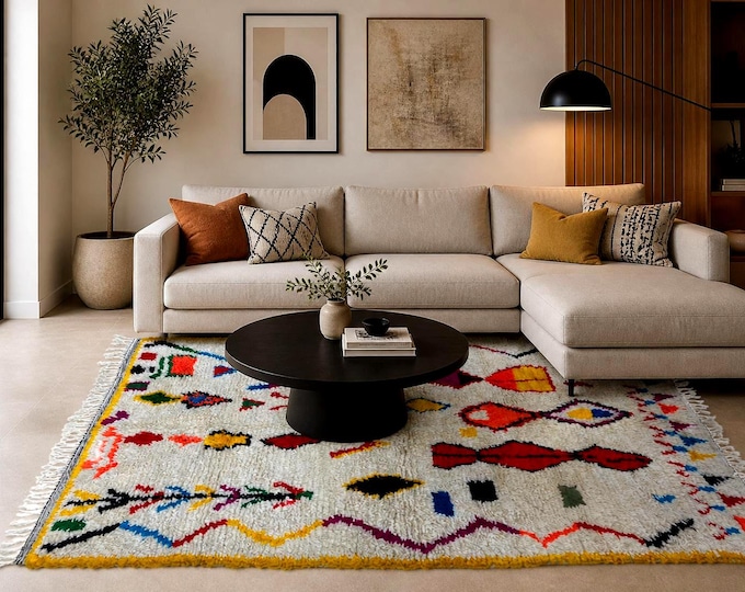 Custom Boujaad Rug - Moroccan Wool Rug - Handmade Colorful Berber Carpet-Vintage Style Runner - Boho Tribal Area Rug