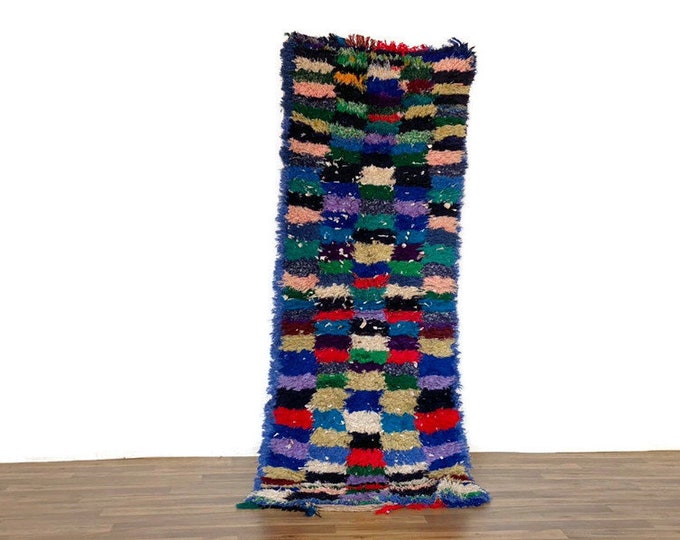 Cloroful Check Runner Rug Hand-Woven Shaggy Entryway Vintage Washable Runner 2.6'x6' ft