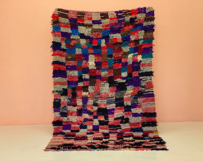 Lovely Check Runner Rug Colorful Handmade Area Fluffy DoorMat Kitchen Rug 4.5x8 ft