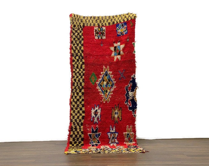 Red Carpet Traditional Rug Handwoven  Stunning Area Bedroom Runner  86x34 Inch  Red Color