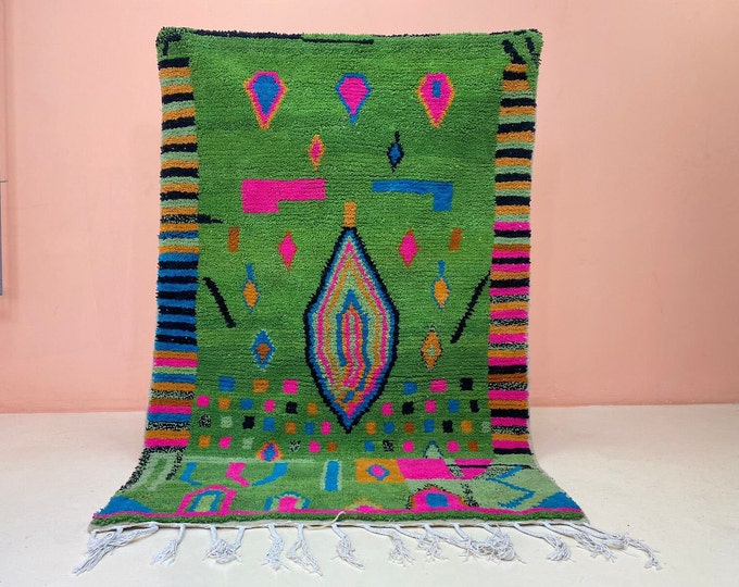 Gorgeous Custom Boujaad Rug Abstract Moroccan Rug Fluffy Farmhouse Living Room Area