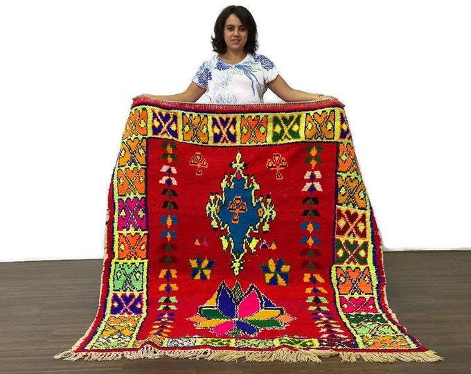 Vintage Moroccan Runner Rug Colorful Berber Area Living Room Rug Nursery Rug / 4.6'x6'ft