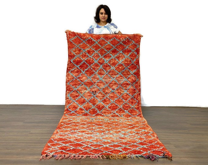 Nursery Tribal Rug, Handknite Sweater Rug,Diamond Area Rug, Living Room Rug,Organic Carpet,3x10 ft