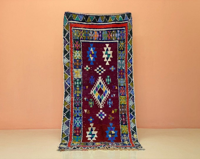 3x7 ft Oriental Berber Rug Shaggy Area Runner Handmade Bedroom Rug Soft Entryway Kilim Runner