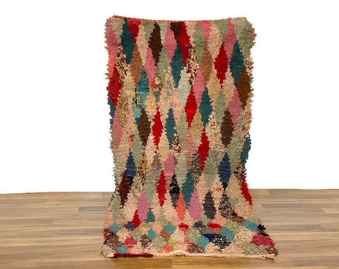 2x5 ft,Diamond Rug Vintage Runner Rug,Colorful Runner,Kitchen Rug,Wasahble Machine Rug,Handmade Moroccan Rug