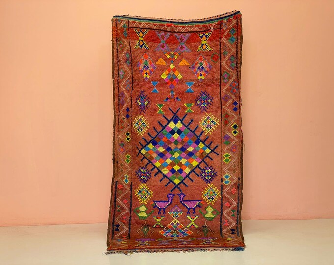 Vintage Moroccan Runner Rug,Orange  Berber Runner ,Cozy Hallway Rug Stylich Bedroom Rug,Washable Machine Rug ,Orange Shag Rug,3x7.4 ft