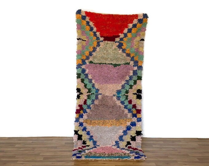 Vintage Moroccan Runner Rug Handwoven Berber Runner Soft Living Room Rug,Shag Entryway 3'x7.8' ft