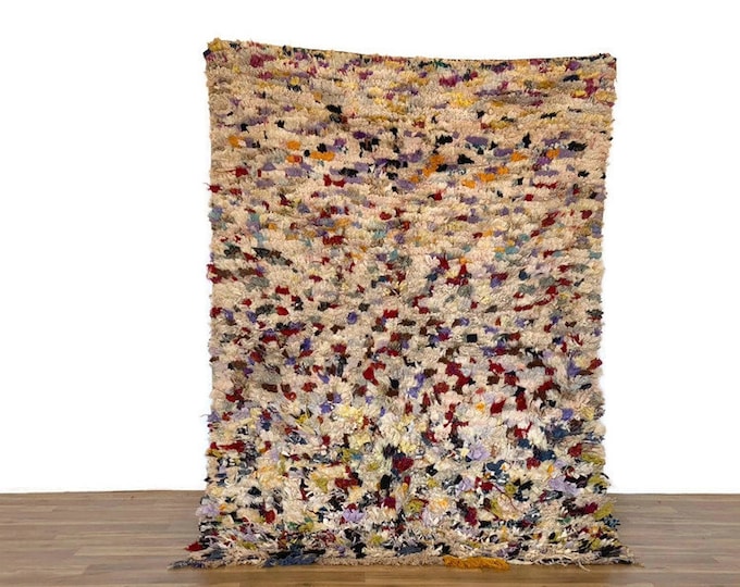 Vintage Moroccan Rug "BENI Ourain" Handmade Hallway Boucherouite Teppich Carpet Home Decor 67x45 inch