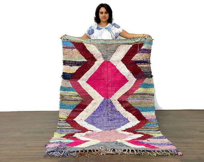 Zig Zag Rug ,Lounge Moroccan Rug,Handmade Area Rug, Room Rug ,Decorative Pink Rug,Washable Carpet